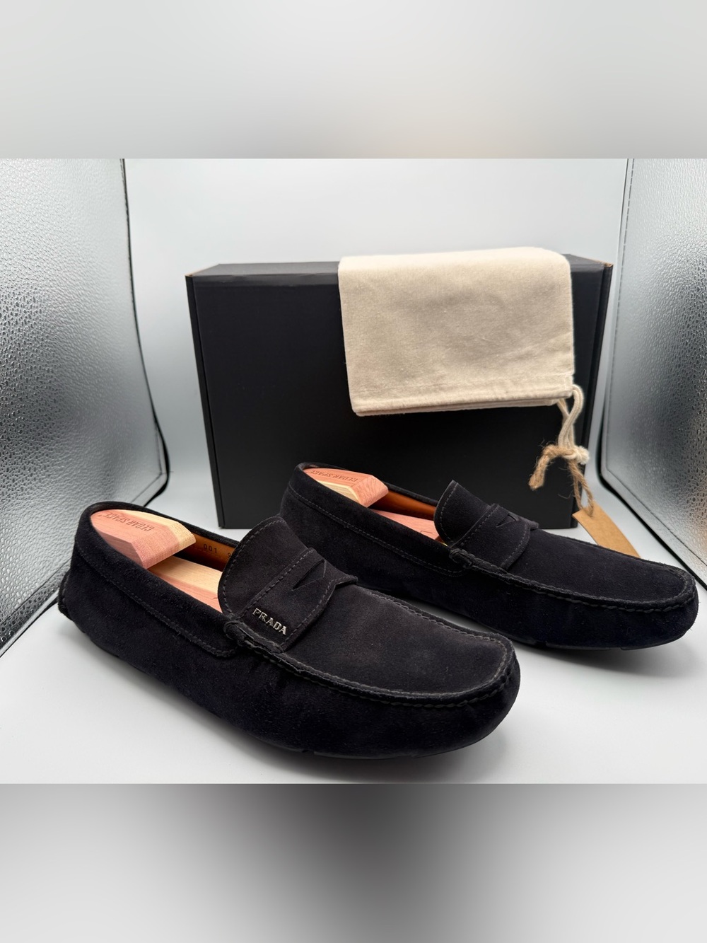 Prada Men's Black Suede Driving Loafers 10.5